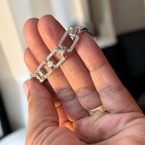 Luxury Rectangle Silver Bracelet - Picture 3 of 11